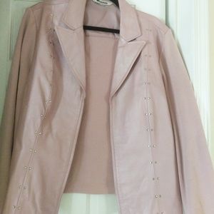 Real leather w/sweater sleeves jacket mauve sz XL